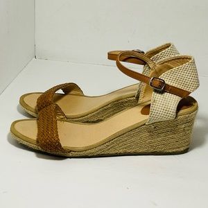 Cato Womens Open Toe Tan Slingback Woven Wedge Heel Braided Sandals Shoes Sz 11